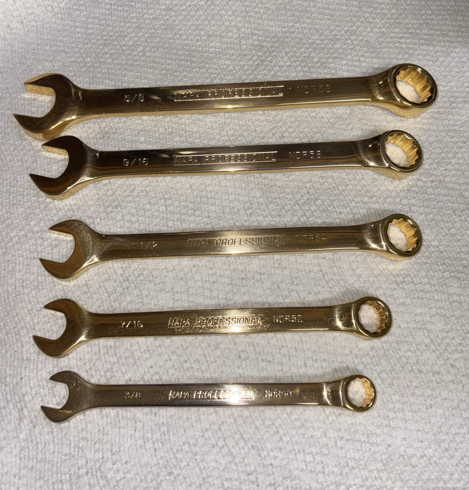 NAPA 75th Anniversary 14k Gold-Plated 5pc English Wrench Set Wood Case 1925-2000