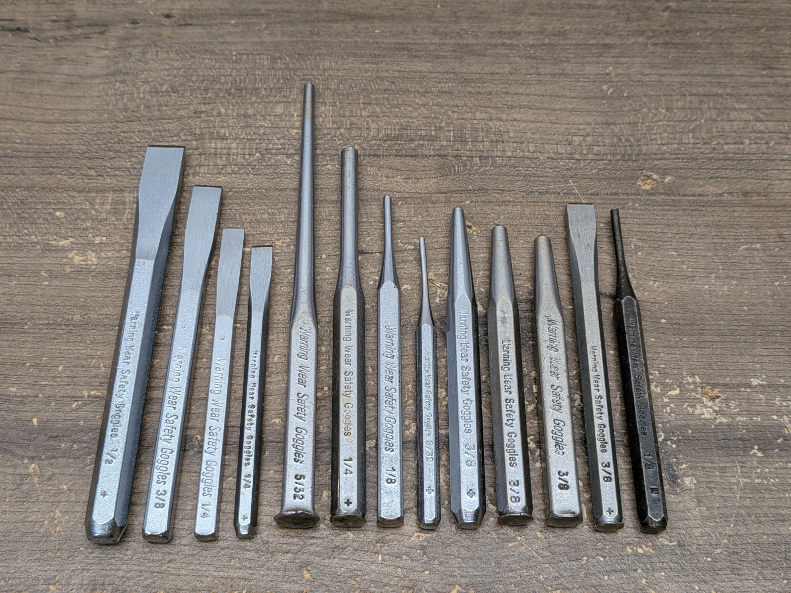 VINTAGE CRAFTSMAN WF 13pc PUNCH & CHISEL SET, MADE IN USA