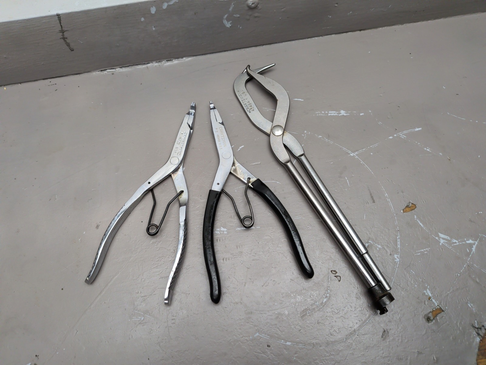 VINTAGE CRAFTSMAN TOOLS 45494 BRAKE SPRING PLIERS, SNAP RING PLIERS P4735, 3PC