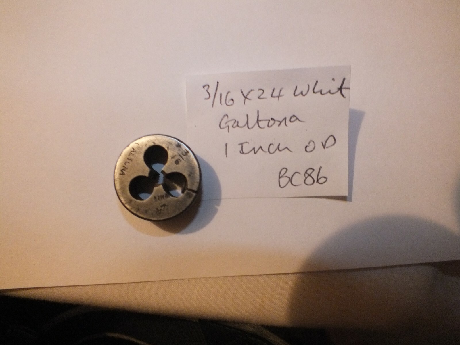 3/16 X 24 WHITWORTH DIE – 1 INCH OD – GALTONA – ENGINEERING