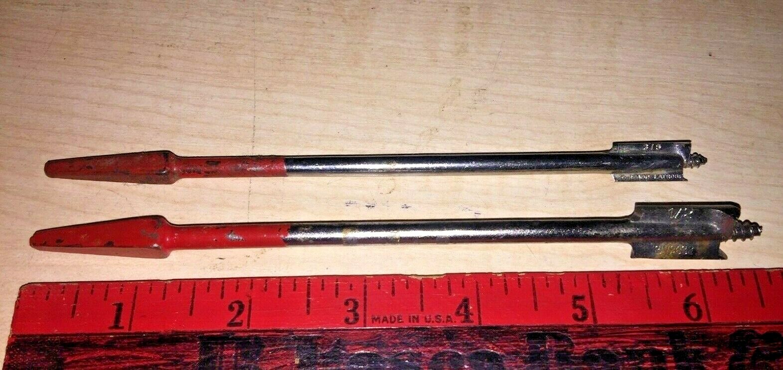 2pcs. VINTAGE CHICAGO LATROBE TYPE 700 AUGER BITS 1/2″, 3/8″ USA WOOD BORING