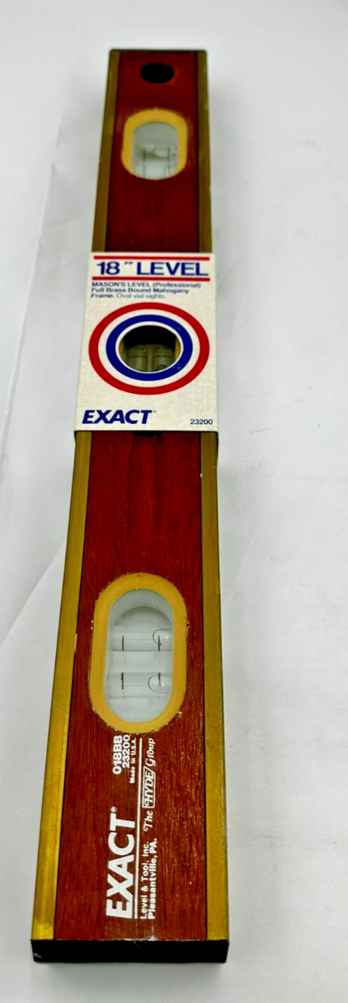Starrett Exact Mahogany and Brass Bubble Level 18 Inch BB18 23200 NIB USA