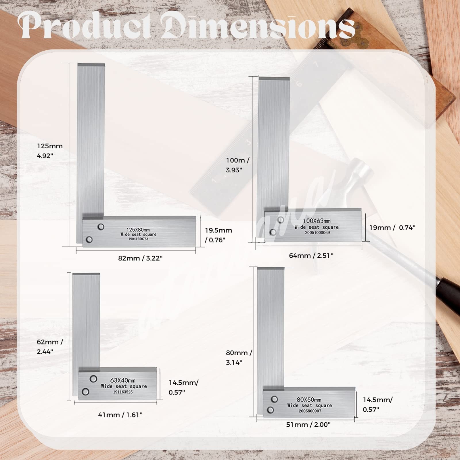 Atarvana Mechanical Steel High Precision 4 Inch Square, 90 Degree Wide Base S…