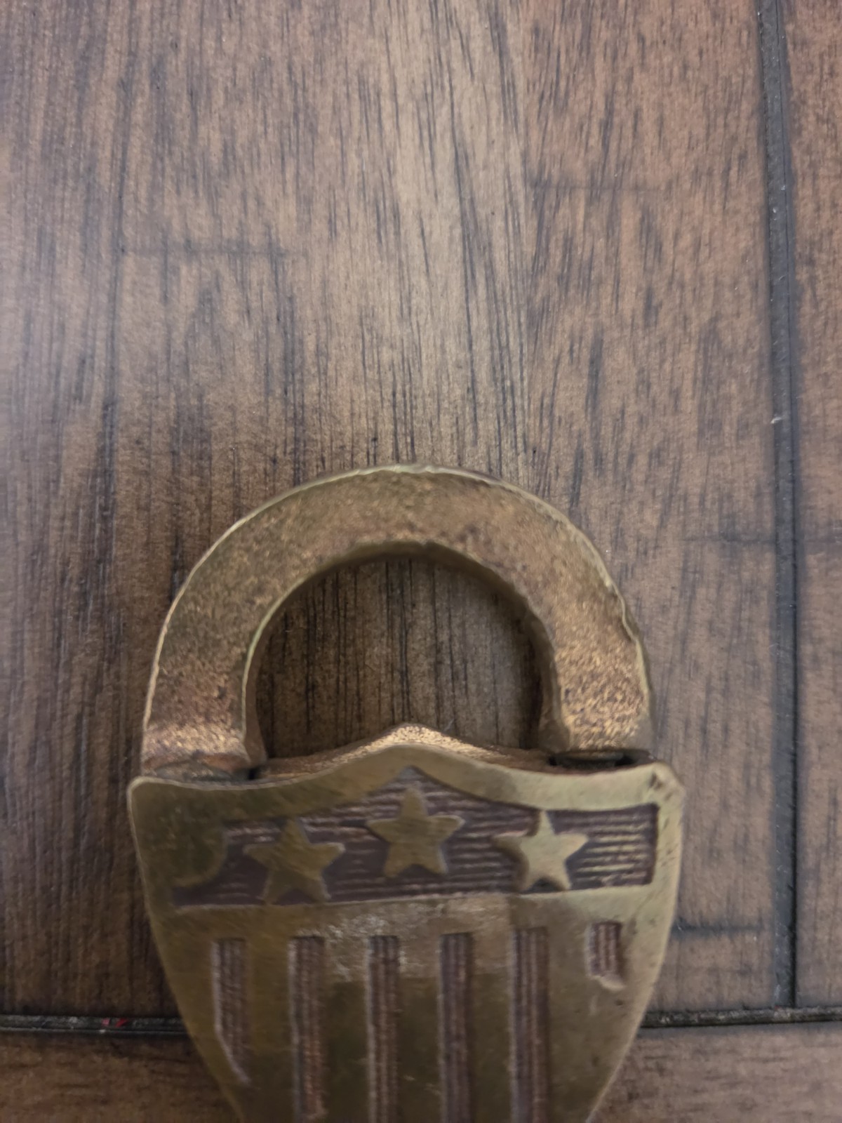 Antique Brass 3 Stars & Shield Warded Padlock 2 1/4″ x 1 1/2″