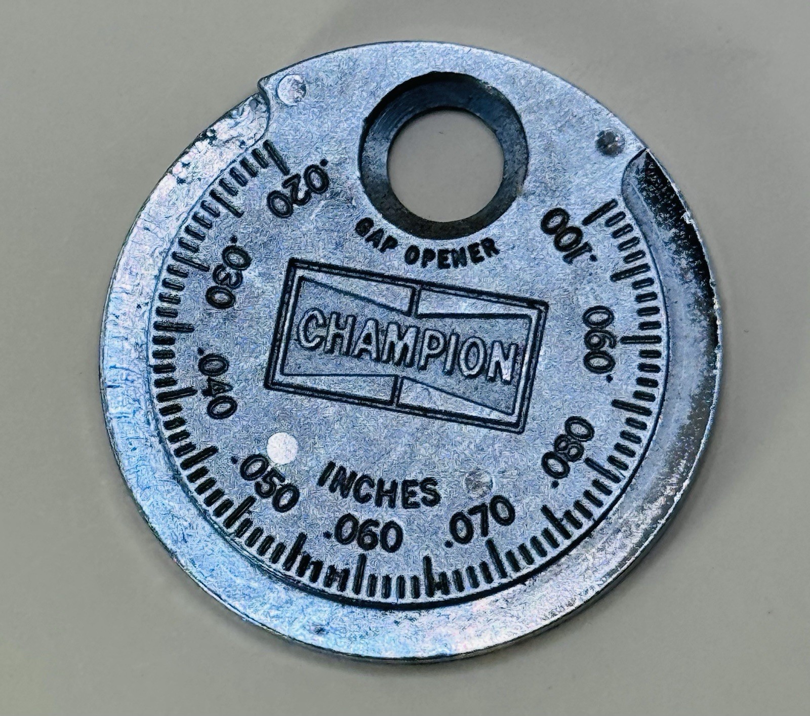 Vintage Champion CT 481 Taper Gap Gauge Silver Dollar Spark Plug Measuring Tool