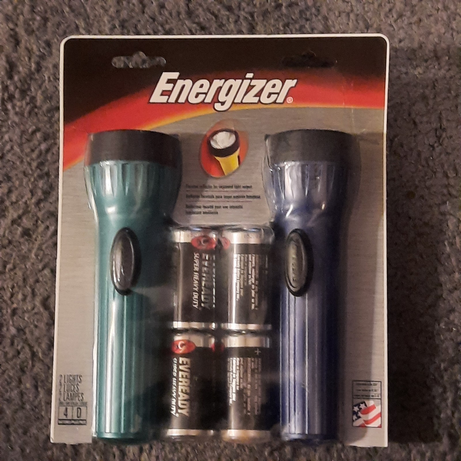  Energizer Flash Light Value Pack 2 Flashlights  with  battery made in USA  2002