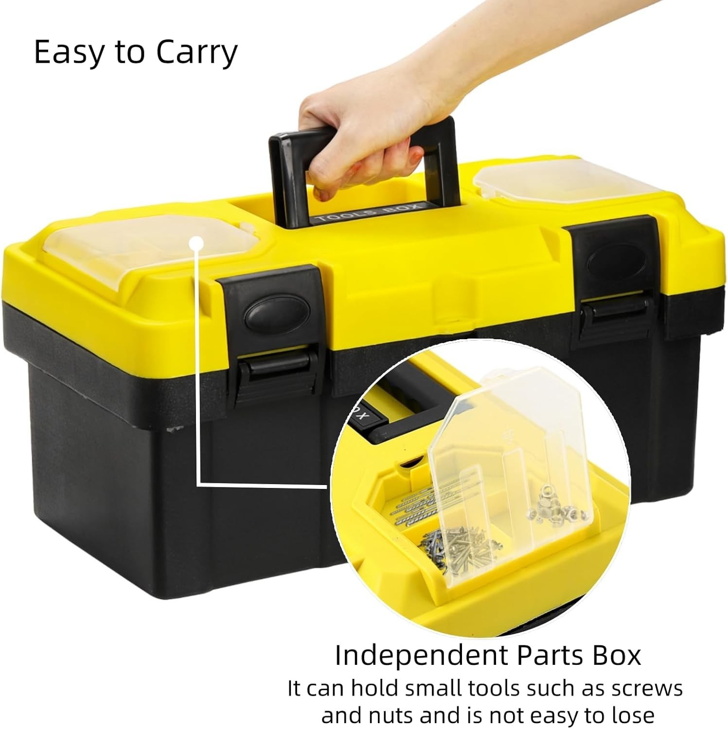 Stylish Black & Yellow 16-Inch Heavy Duty Tool Box – Versatile & Secure Storage