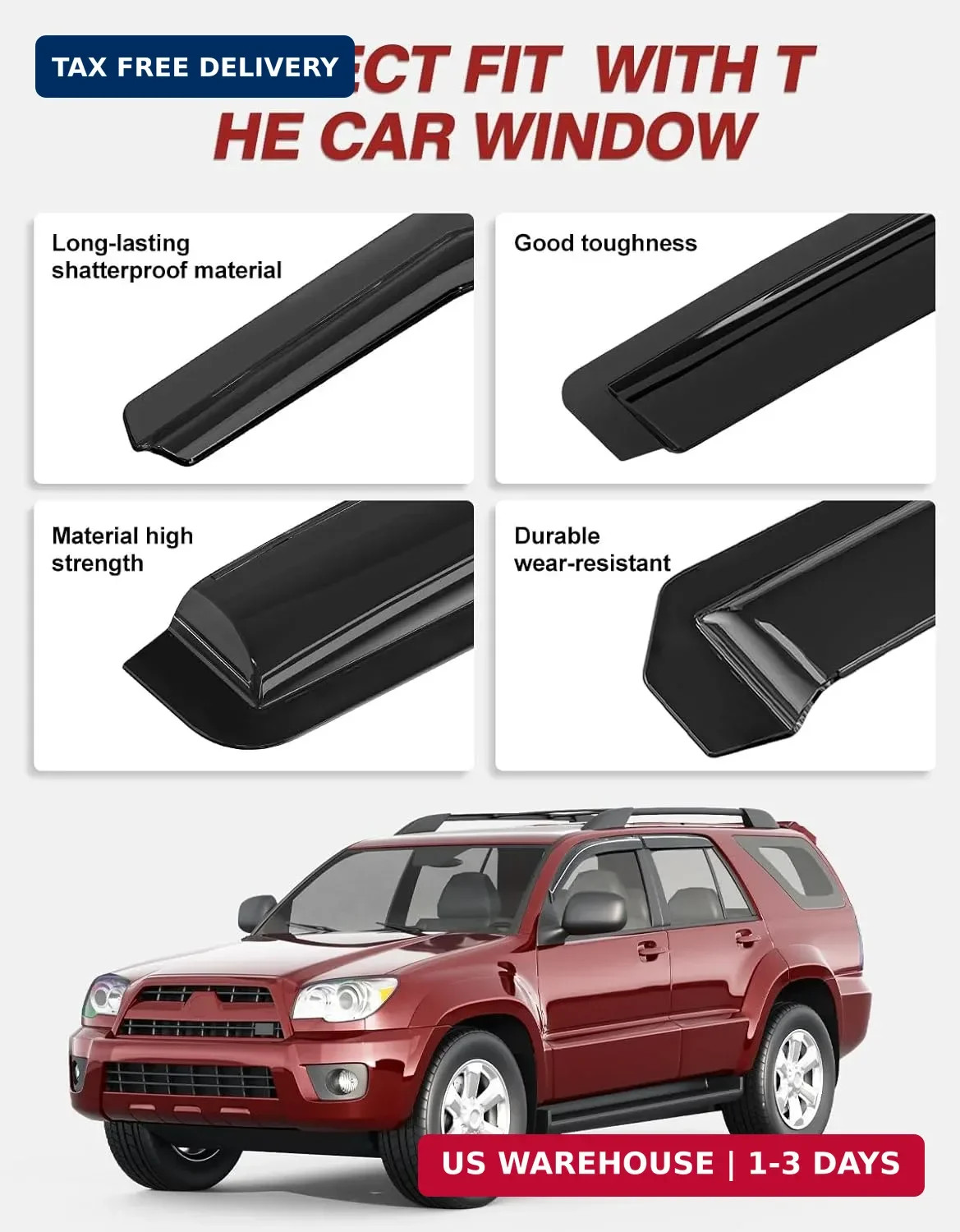 Outside-Mount Window Rain Guards Fit for Toyota 4Runner 2003 2004 2005 2006 2007