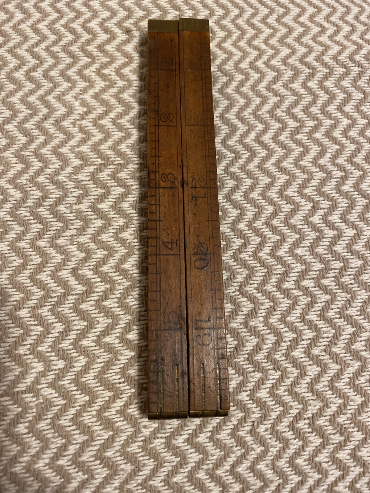 Antique Folding Ruler Brass Wood Chapin Stevens Co. NO.61-24”!!!!!!!