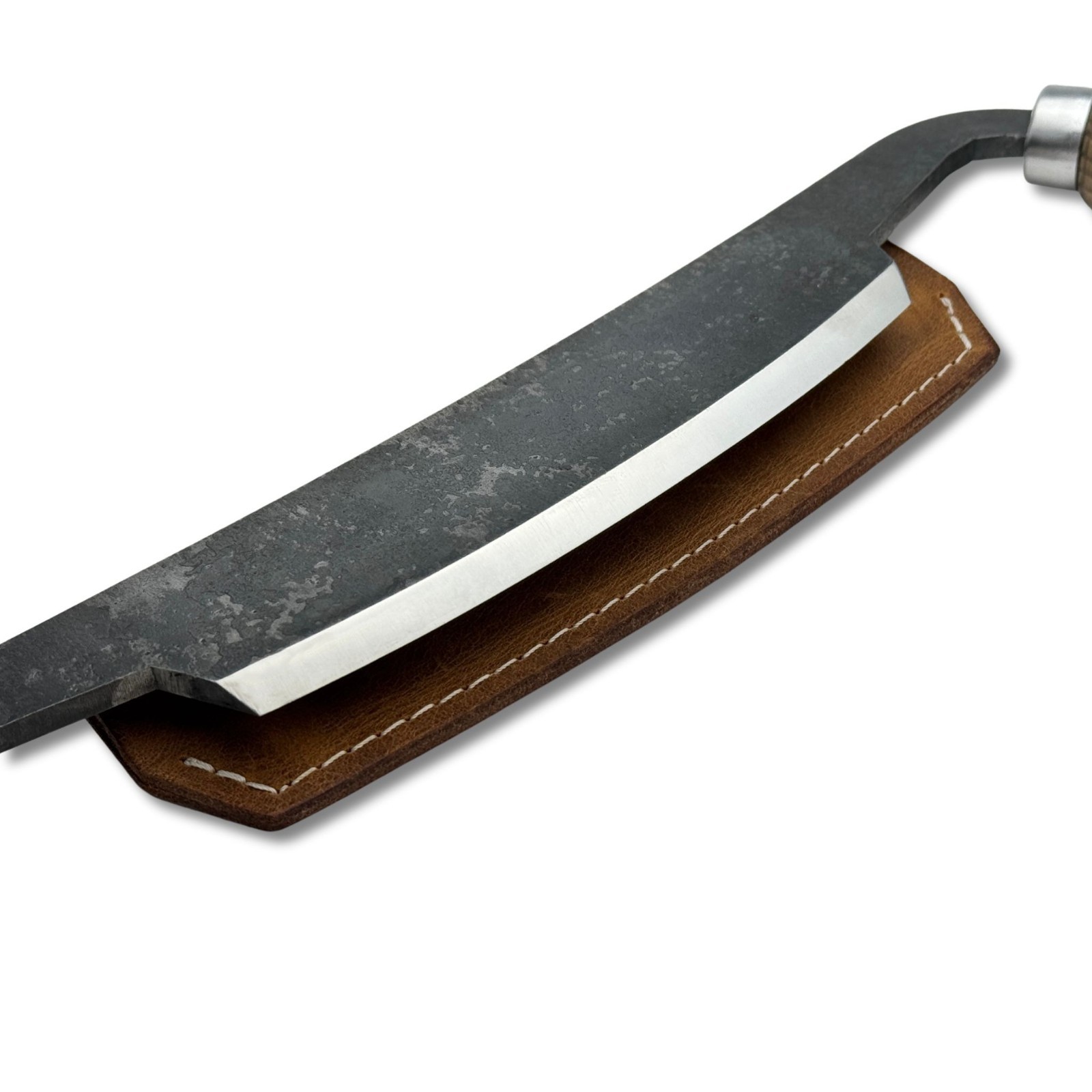 Medium Draw Knife – Hand-Forged 52100 Steel, Ash Handles, Sheath Included