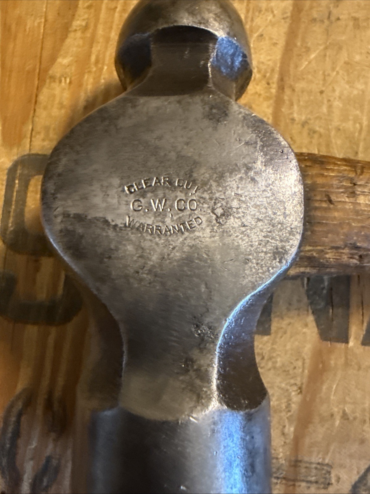 Vintage G.W. Co Clear Cut Warranted Ball Peen Hammer 24 Oz 15” Rare 🇺🇸 Steel