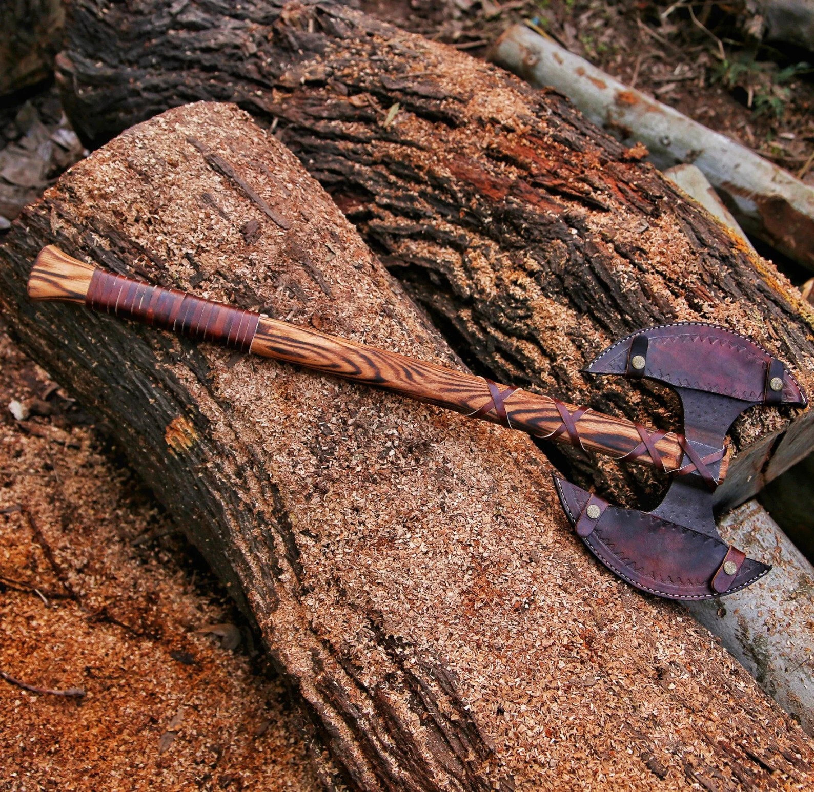 Double Headed Axe – Handcrafted Steel Blade with Wood Handle