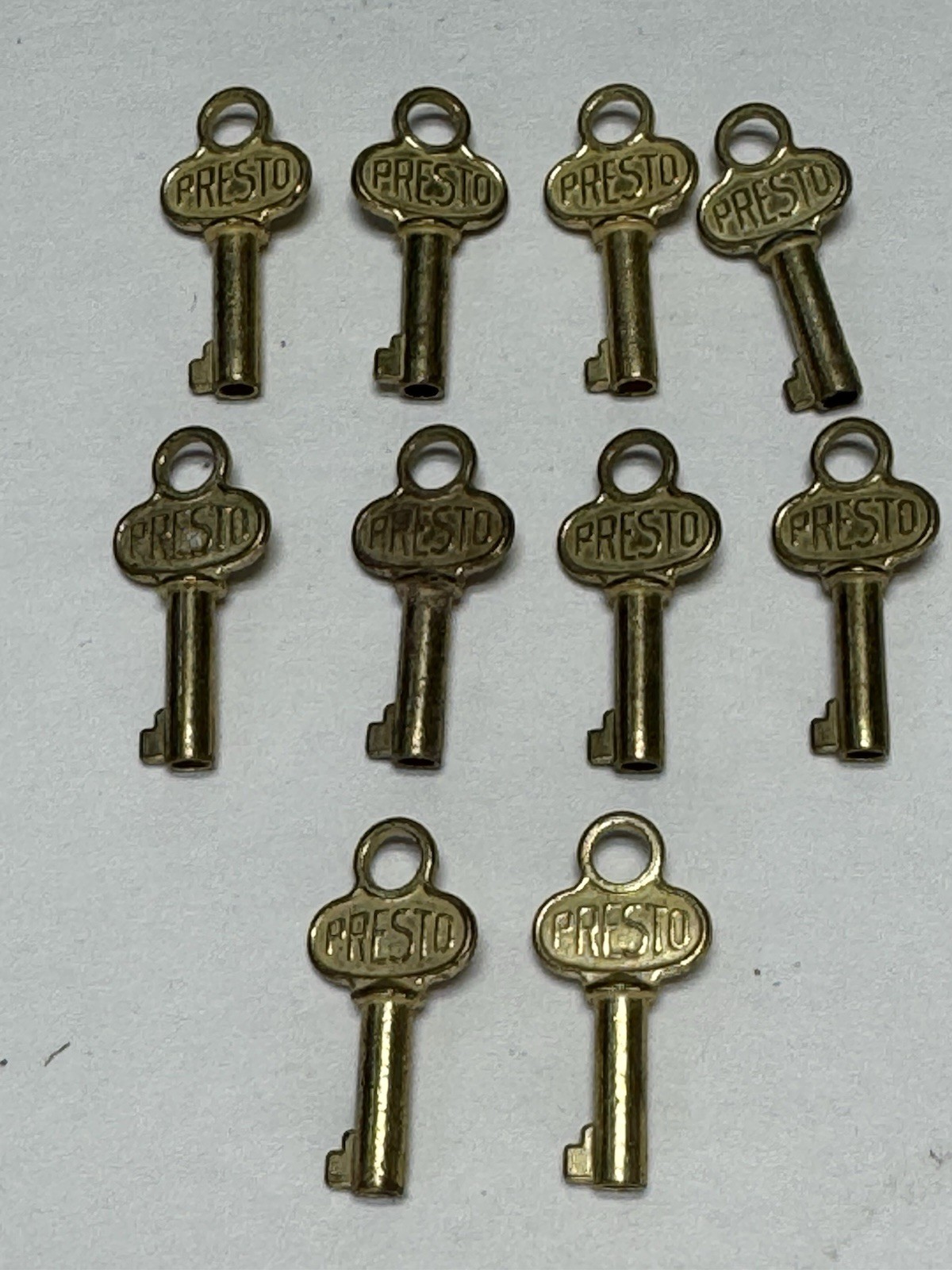 VTG PRESTO Small Brass Key Lot of 10 Furniture Luggage Mini Padlock Jewelry Box