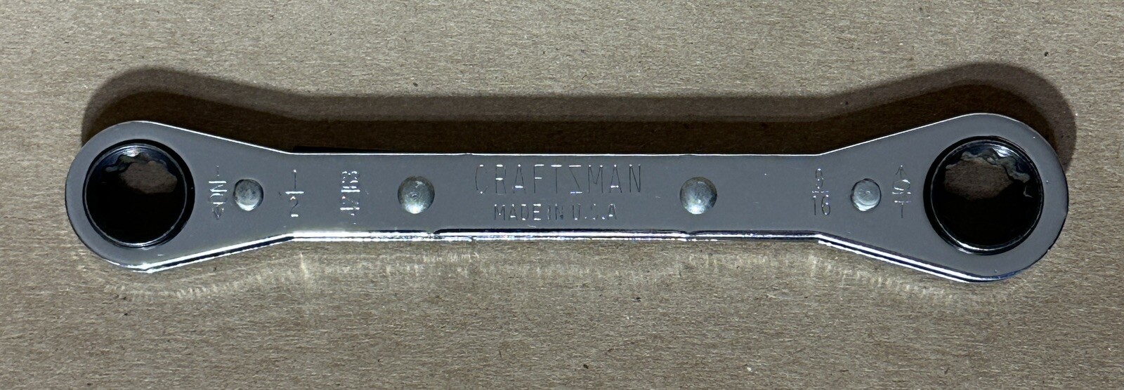 Craftsman Ratcheting Box Wrench 42163 SAE 1/2 and 9/16, 12pt, MADE in USA