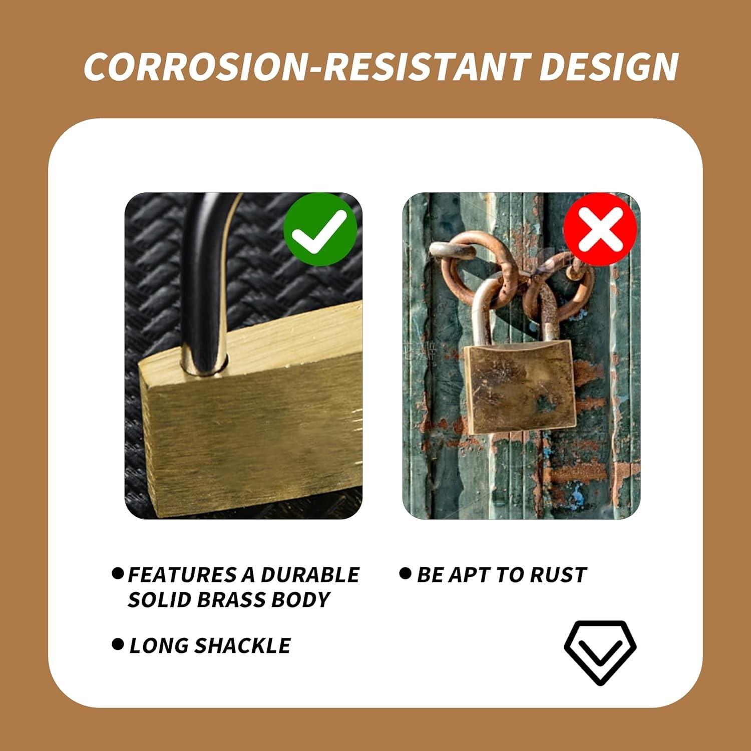 Dual Pack: Long Shackle Brass Padlocks – Keyed Alike, Heat Resistant, Anti-Rust