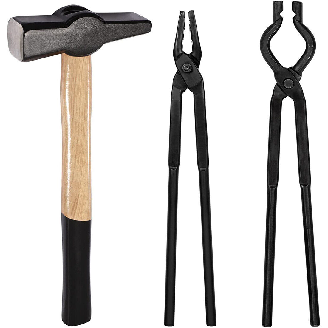 3x Beginner Knife Making Blacksmith Tongs Hammer Set Bladesmith Anvil Vise Forge
