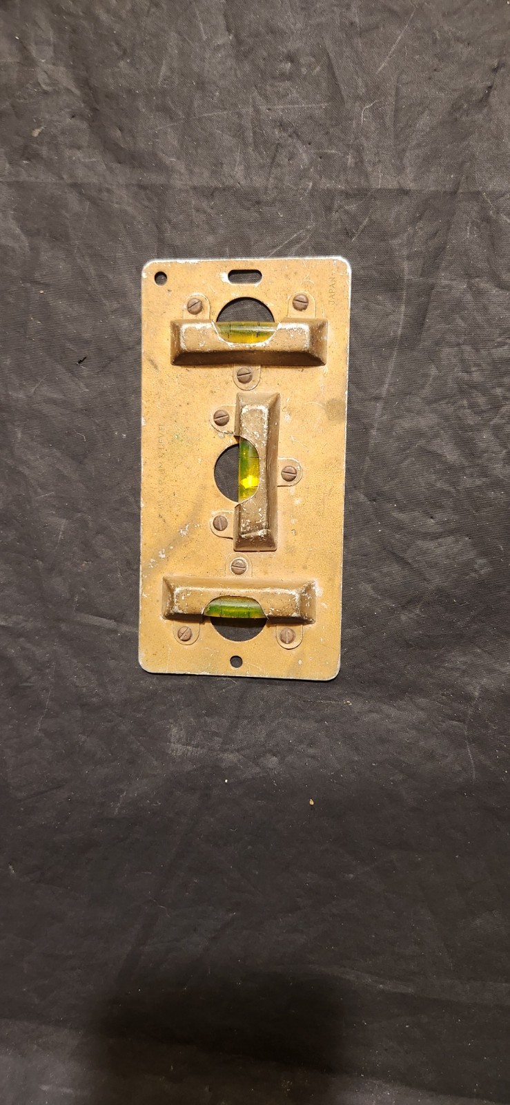 Antique General Mfrg 3-Way Plate Level, Brass & Glass-Very Good