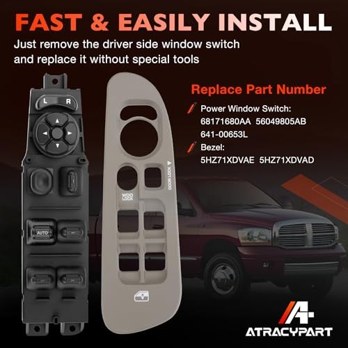 56049805AB Master Power Window Switch & Bezel Front Driver Side () | Taupe