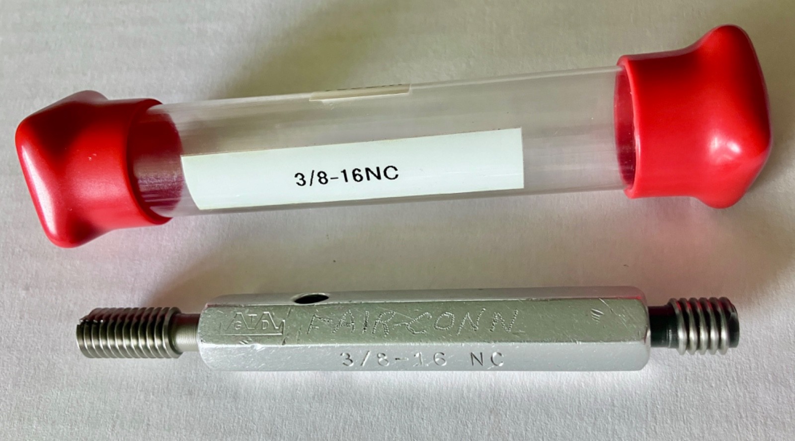 GTD GREENFIELD 3/8 16 NC UNC THREAD PLUG GAGE .375 GO NO GO = .3344 & .3401