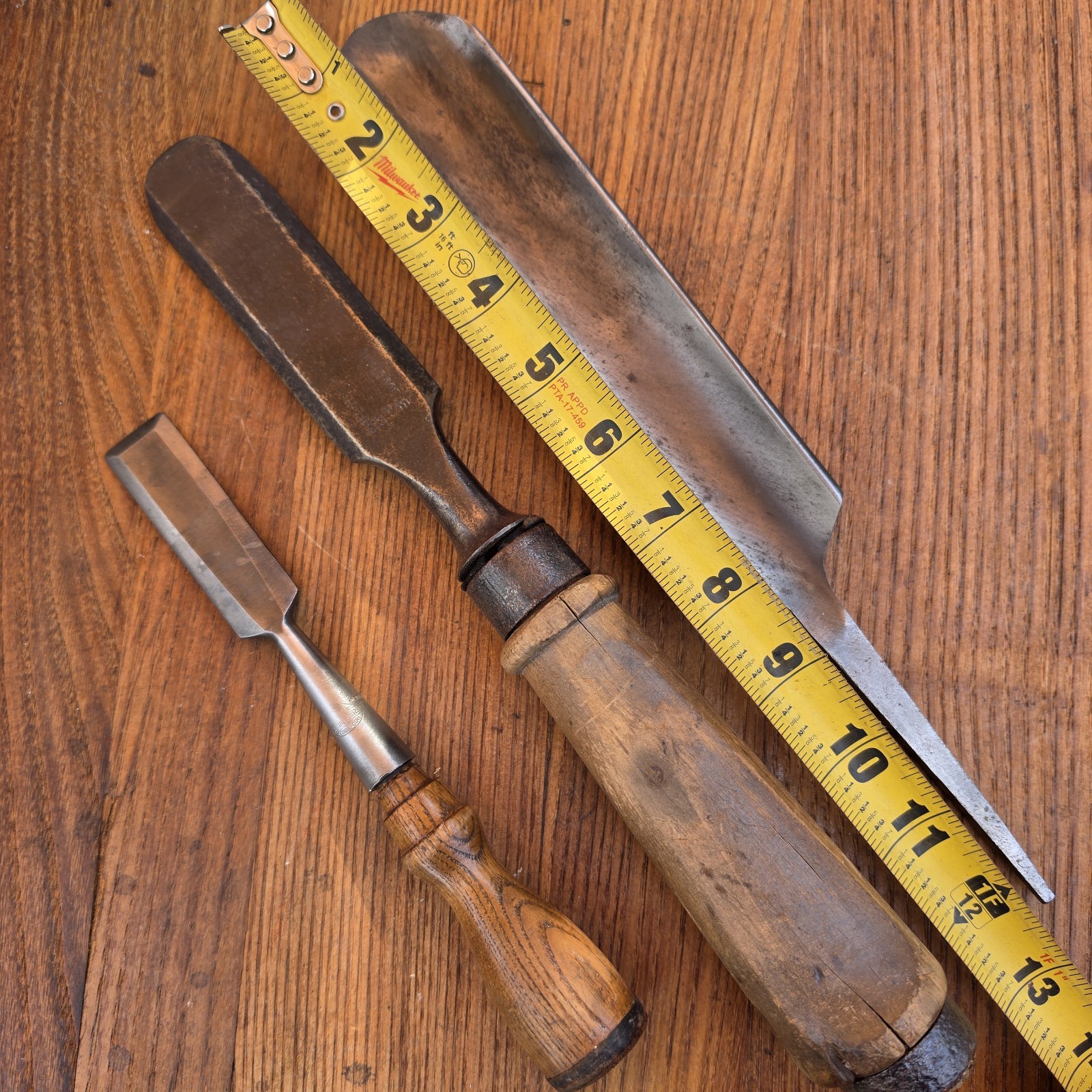 Antique Chisels Lot Of 3 Wooden Handle Greenlee