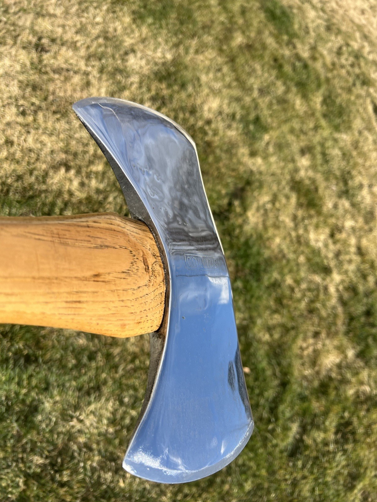 POLISHED Collins Double Bit Axe Saddle Felling Trapper Camp Orig Handle Vintage