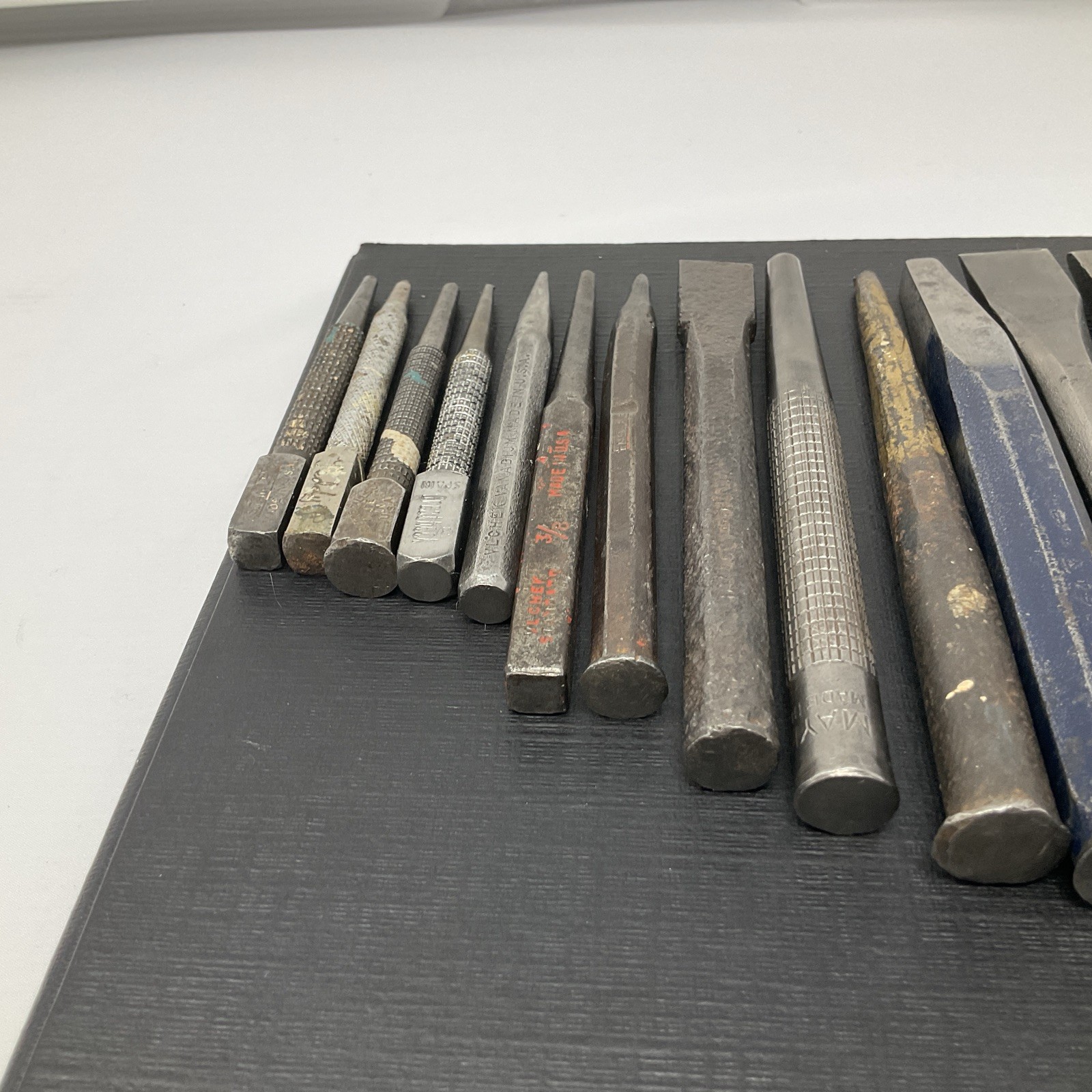 15 Vintage Cold Chisel & Punch tool LOT-Mayhew/Kraeuter/ VLCheck/ Crescent etc