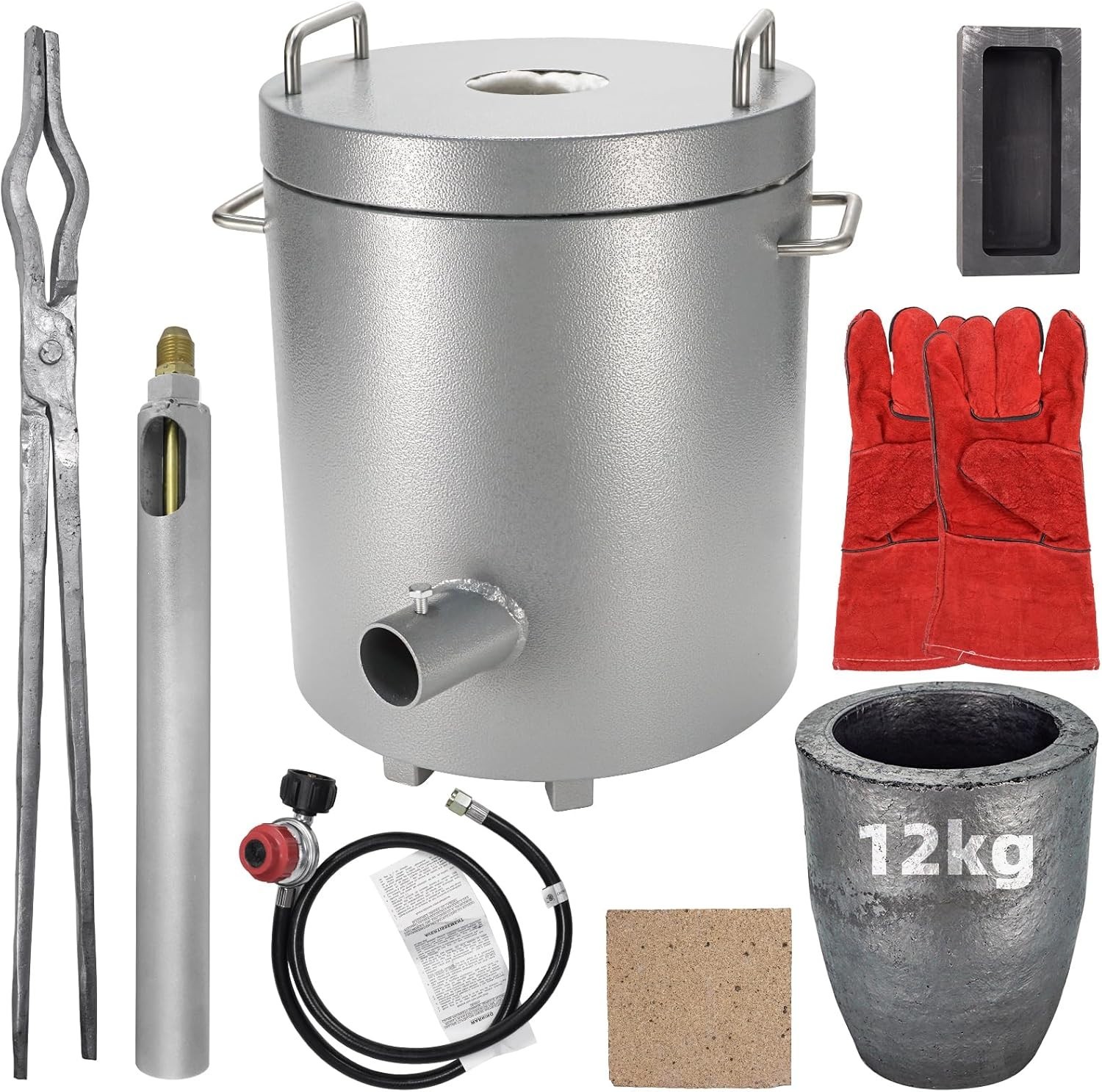 Metal Melting Furnace, 12 Kg Propane Melting Furnace with Crucibles & Tongs K…