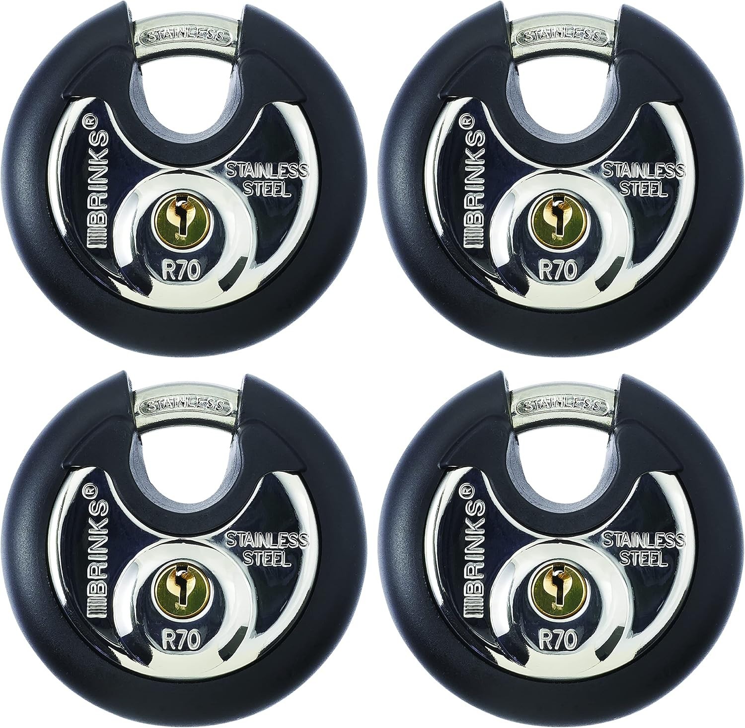 Cut and Pick Resistant Padlock Set – 70mm Disc Lock, 4 Pack