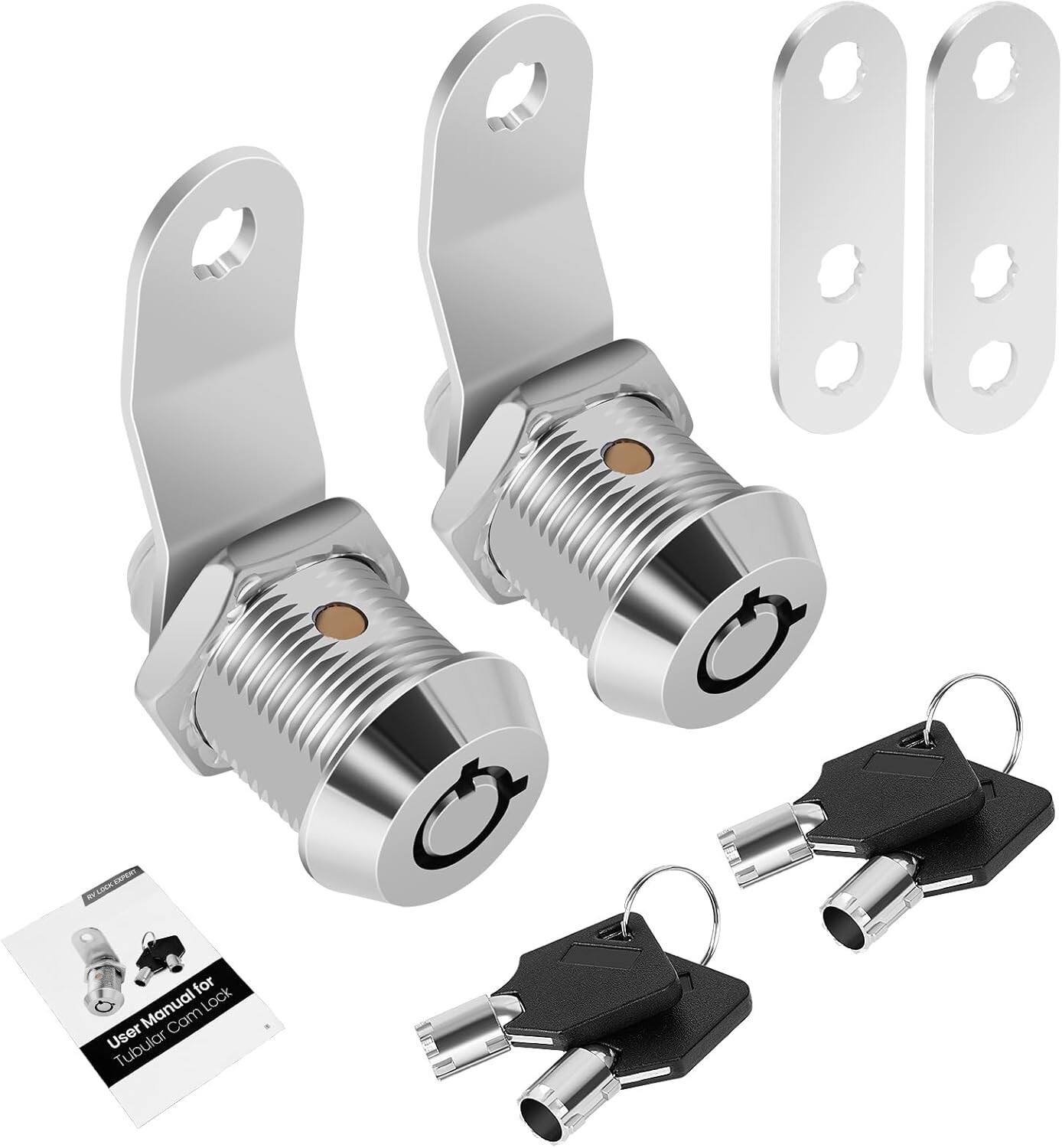 2 Pack Keyed Alike RV Storage Locks with Keys for Cabinets and Tool Boxes