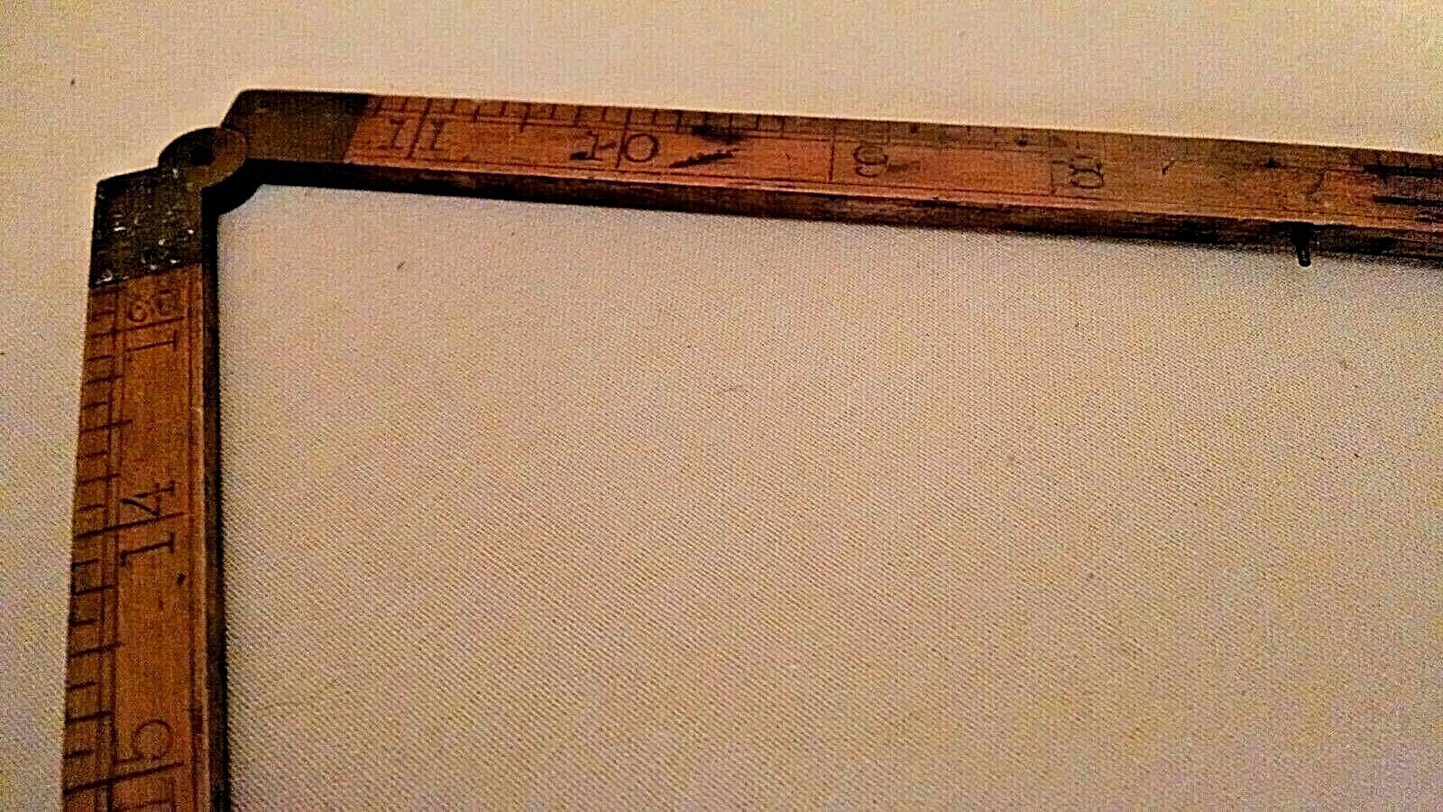 Folding Ruler Yardstick 24 Inch Brass Wood Collapsible Rule Unmarked Vintage
