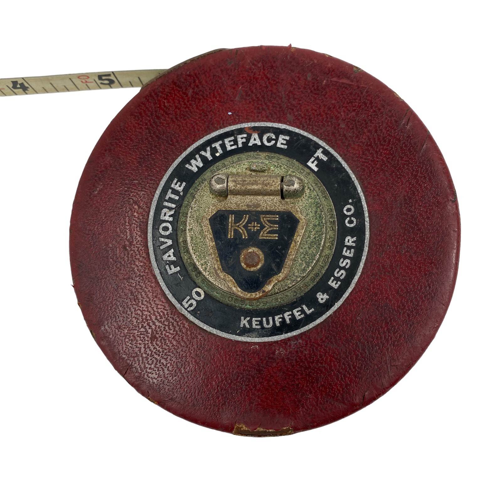 VTG Keuffel & Esser Co Favorite Wyteface 50 Ft Steel Tape Measure 1940s-50s USA