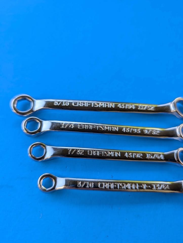 VINTAGE CRAFTSMAN 4 PIECE MIDGET BOX END WRENCH SET SAE 9-4379 W/ VINYL POUCH