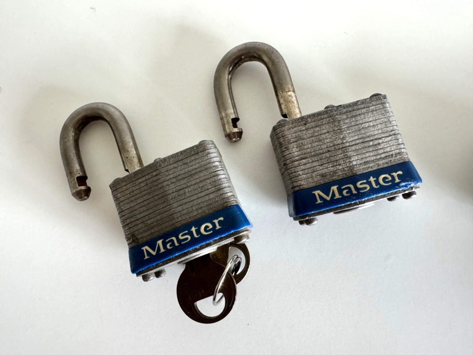 4 Master Lock No. 3 PadLocks Heavy Duty Each Pair Keyed Alike Free Shipping