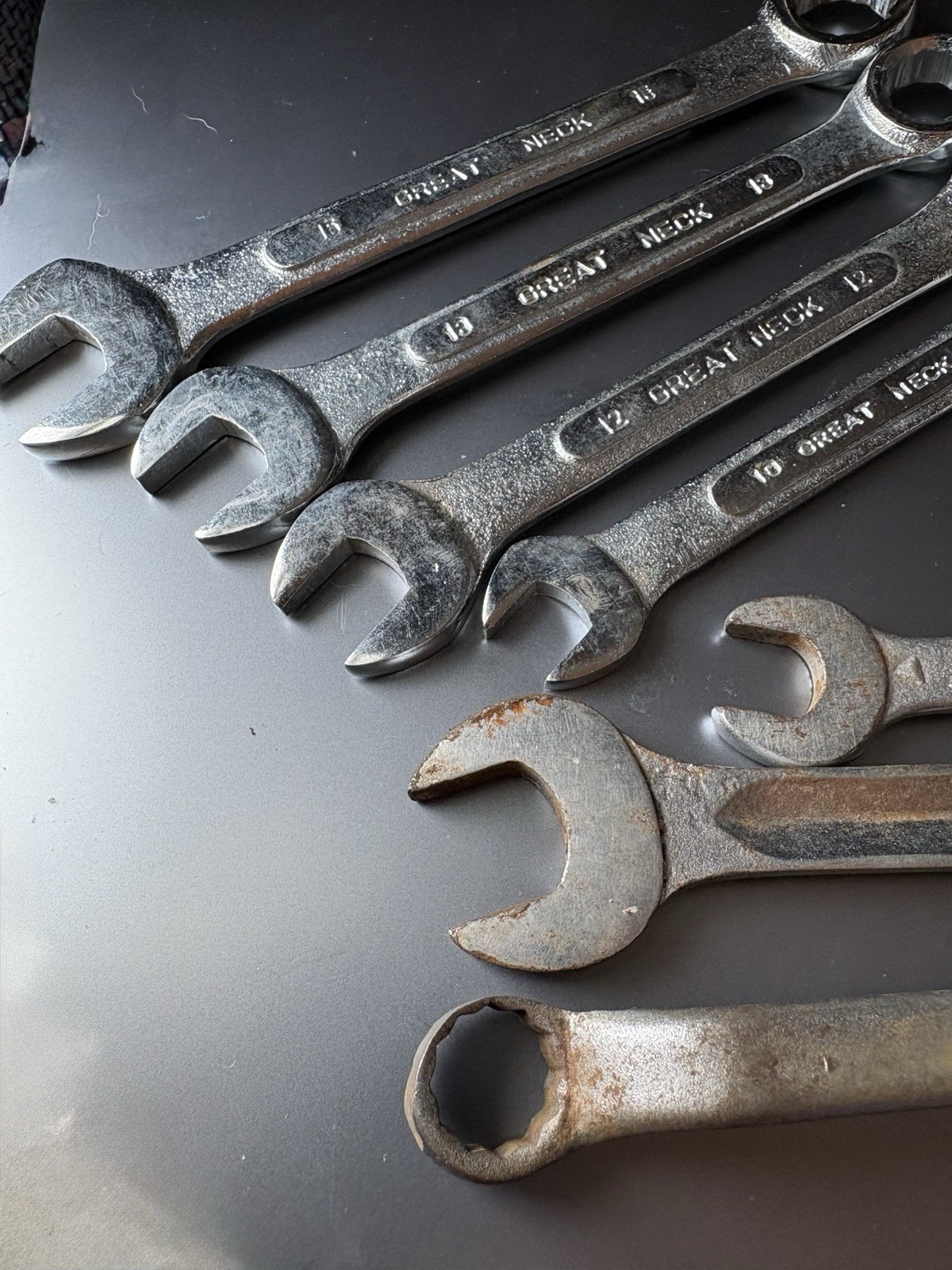 Lot of 10 Mixed Wrenches, Various Brands & Sizes: Craftsman, Thorsen, Great Neck
