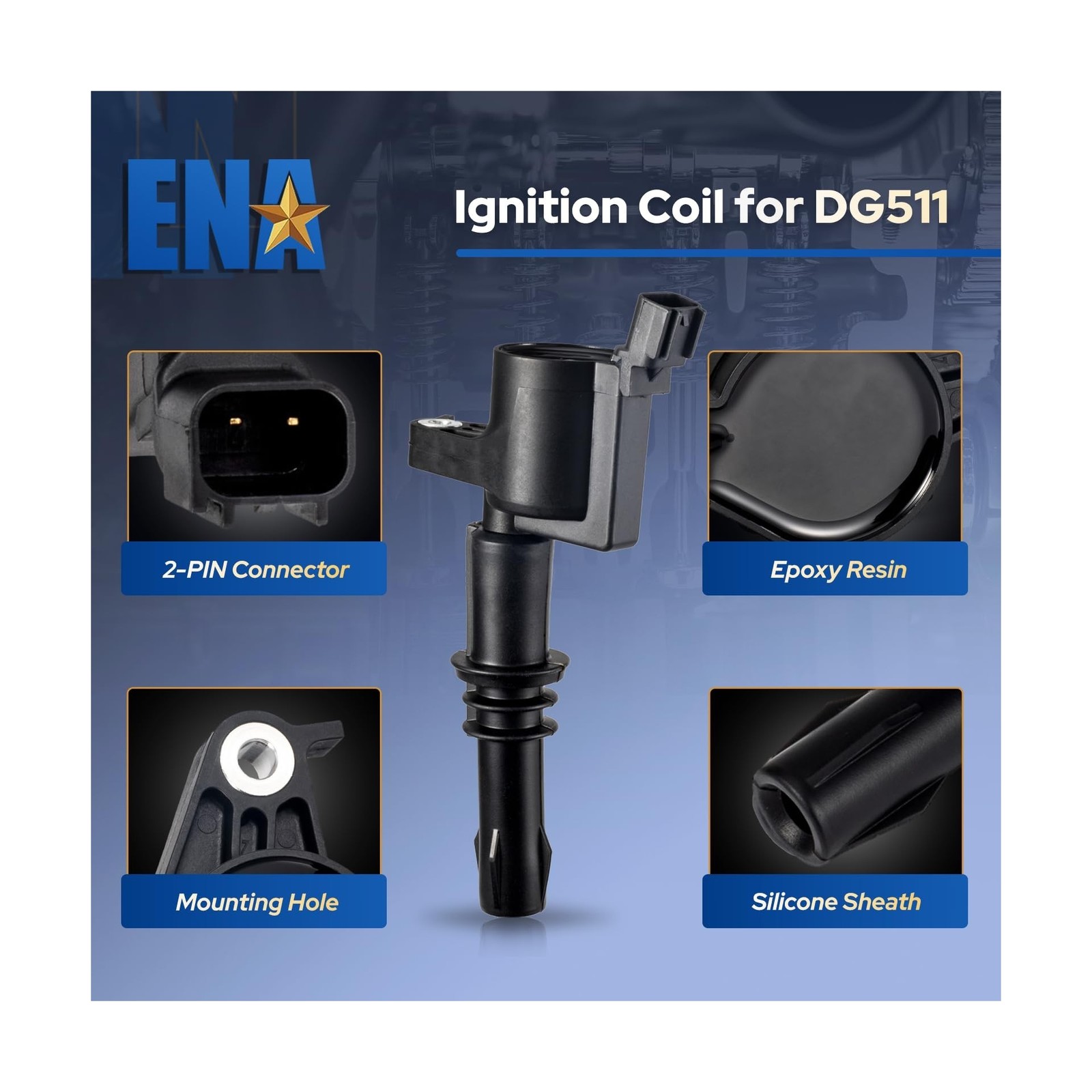 ENA Set of 8 Straight Boot Ignition Coil Pack Compatible with Ford Lincoln Ex…
