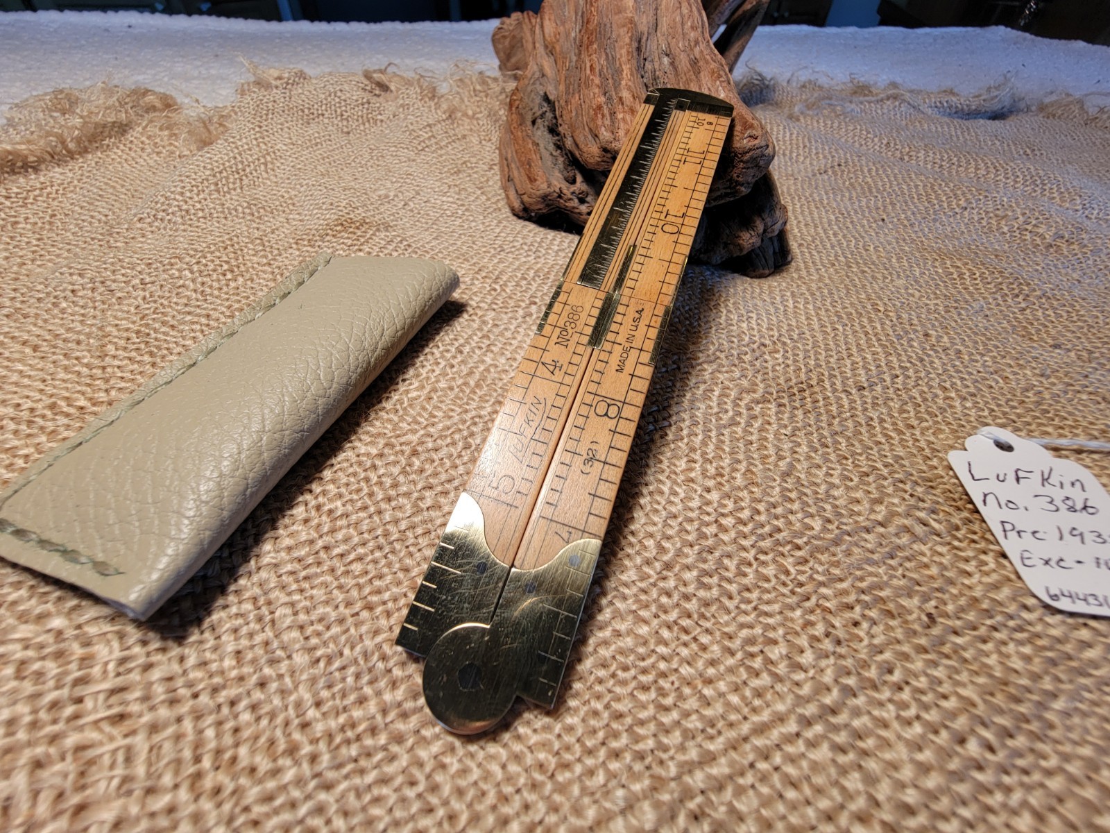 Vintage Antique LUFKIN No. 386 Rule Caliper Pocket Ruler EXC