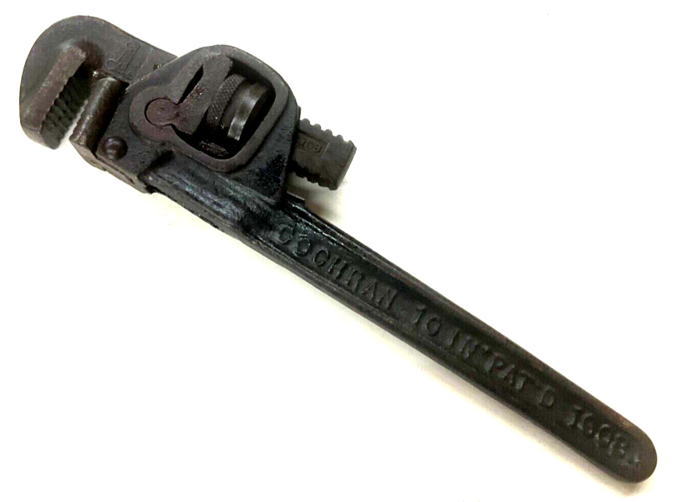 VINTAGE COCHRAN 10” PIPE WRENCH, #1910, Made in USA, PATENT DATE: 1908