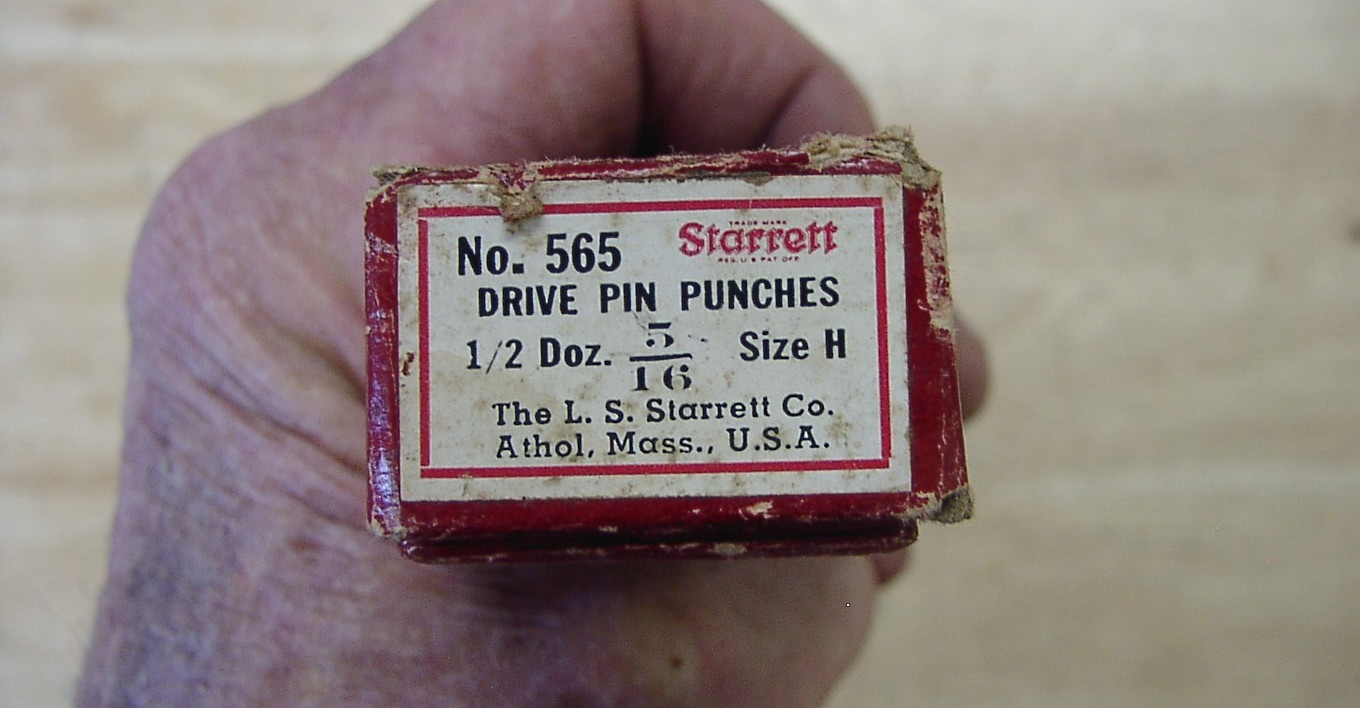 6 NOS UNUSED Starrett No. 565,5/16″ X 4″ Drive Pin Punches With Original Box