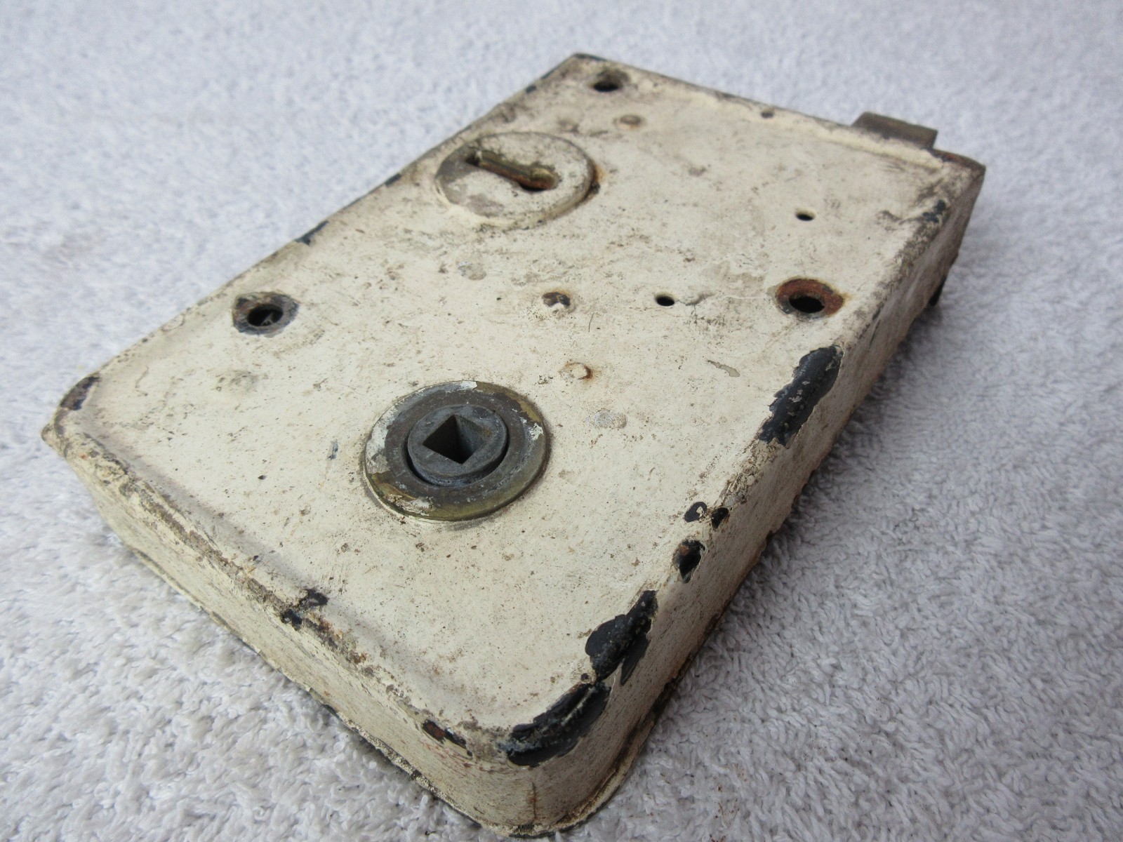 Vintage White Surface mount Mortise Door Lock Unit with Key