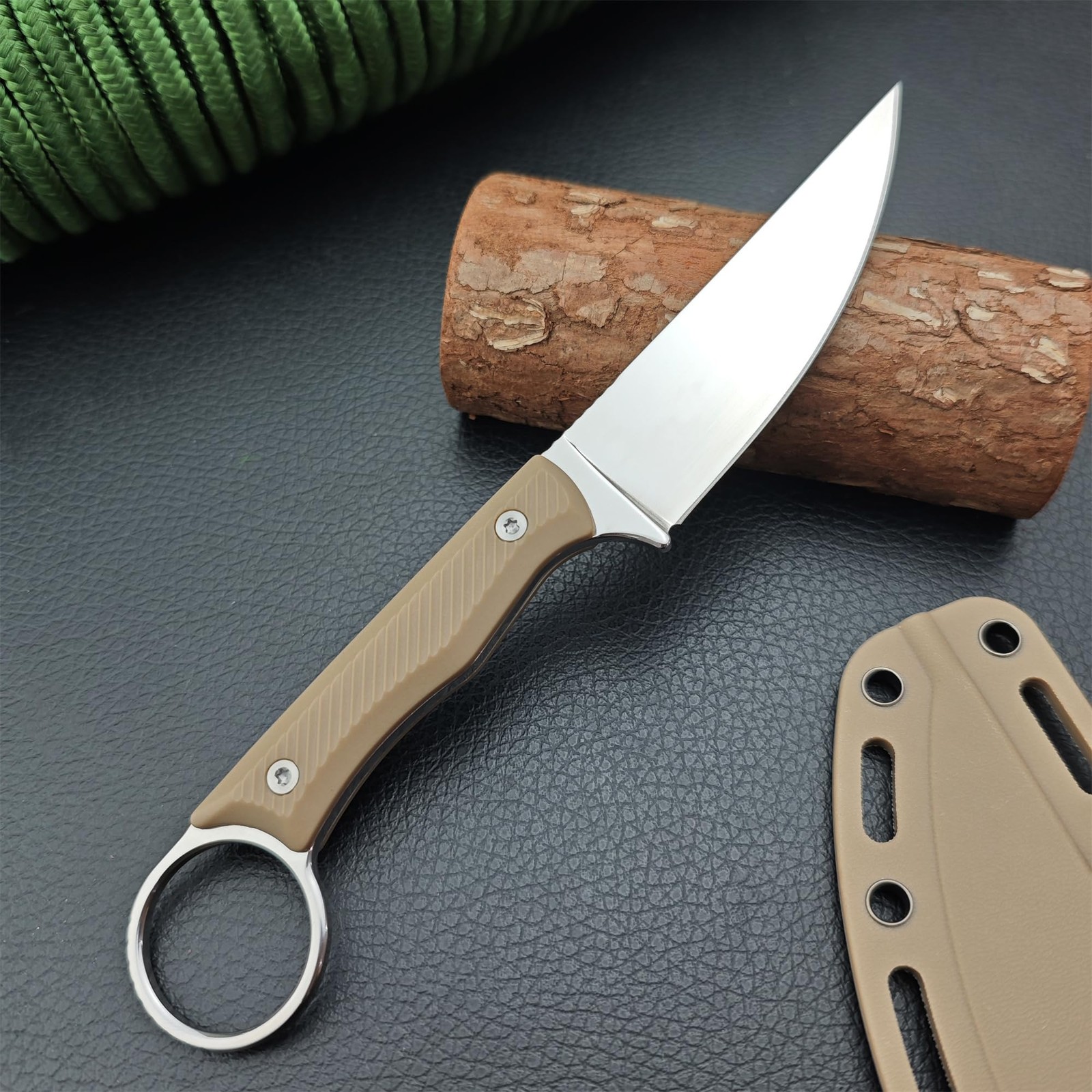 7.8 Inches Outdoor Full Tang Fixed Blade Knife, 8Cr13Mov Mirror Polish Blade,…