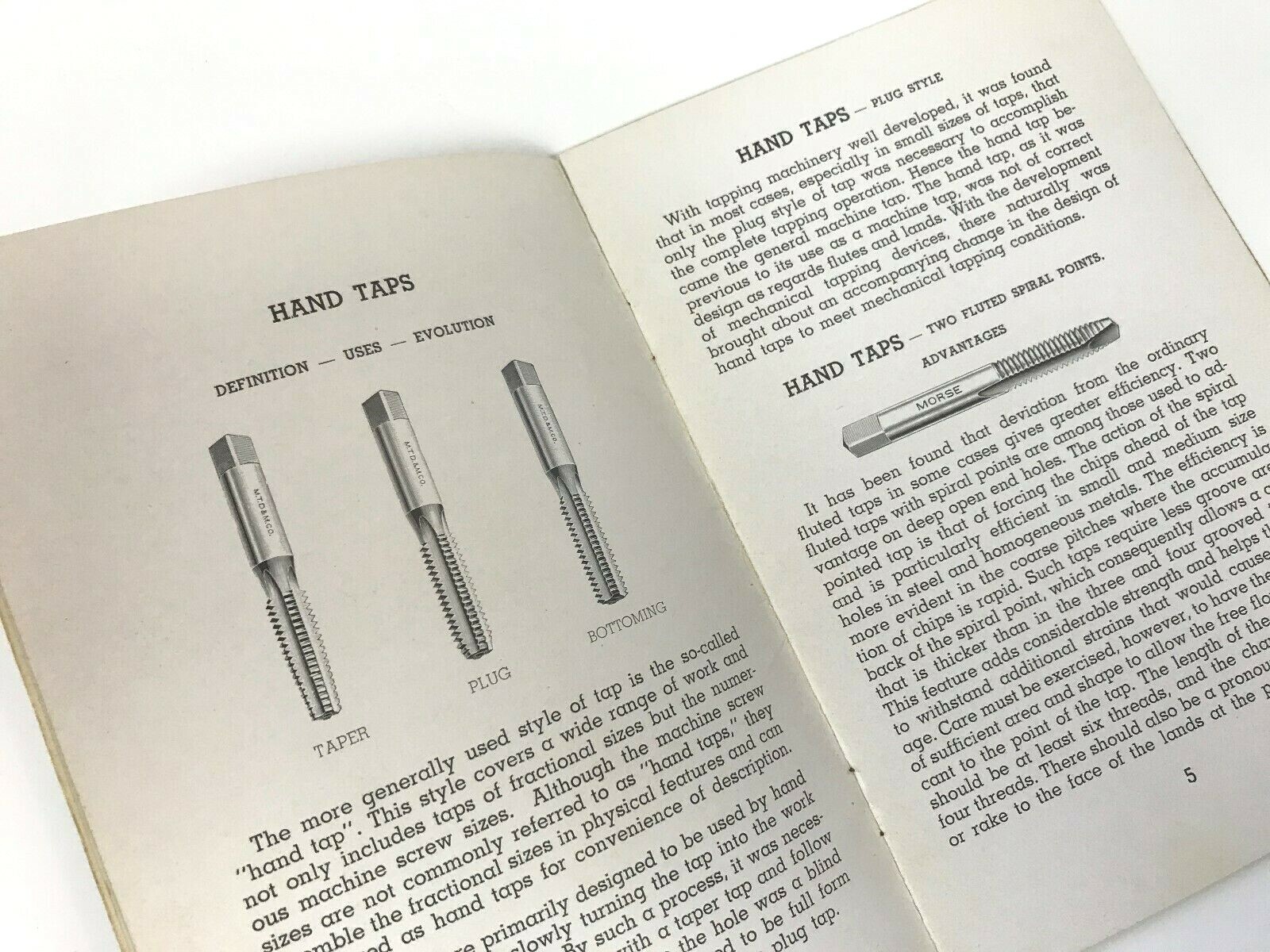 Vintage 1931 TAP Manual MORSE Twist DRILL & Machine Co New Bedford MA