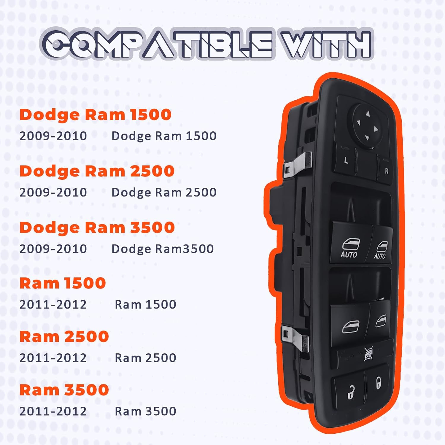 4602863AD Master Power Window Switch Compatible with 2009-2012 Dodge Ram 1500 25