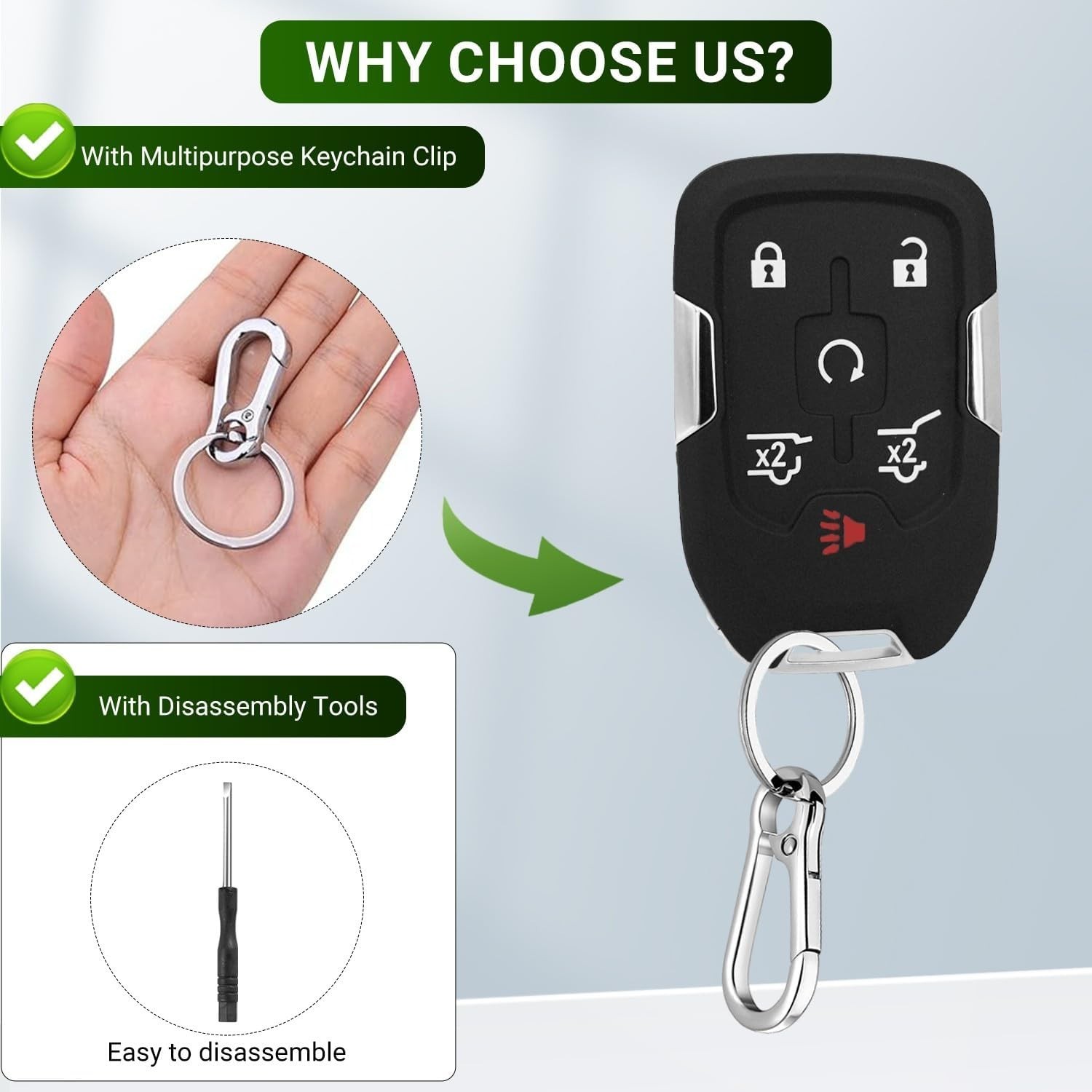 Chevy Suburban Tahoe GMC Yukon XL Denali Key Fob Case Shell 2015-2020 Button