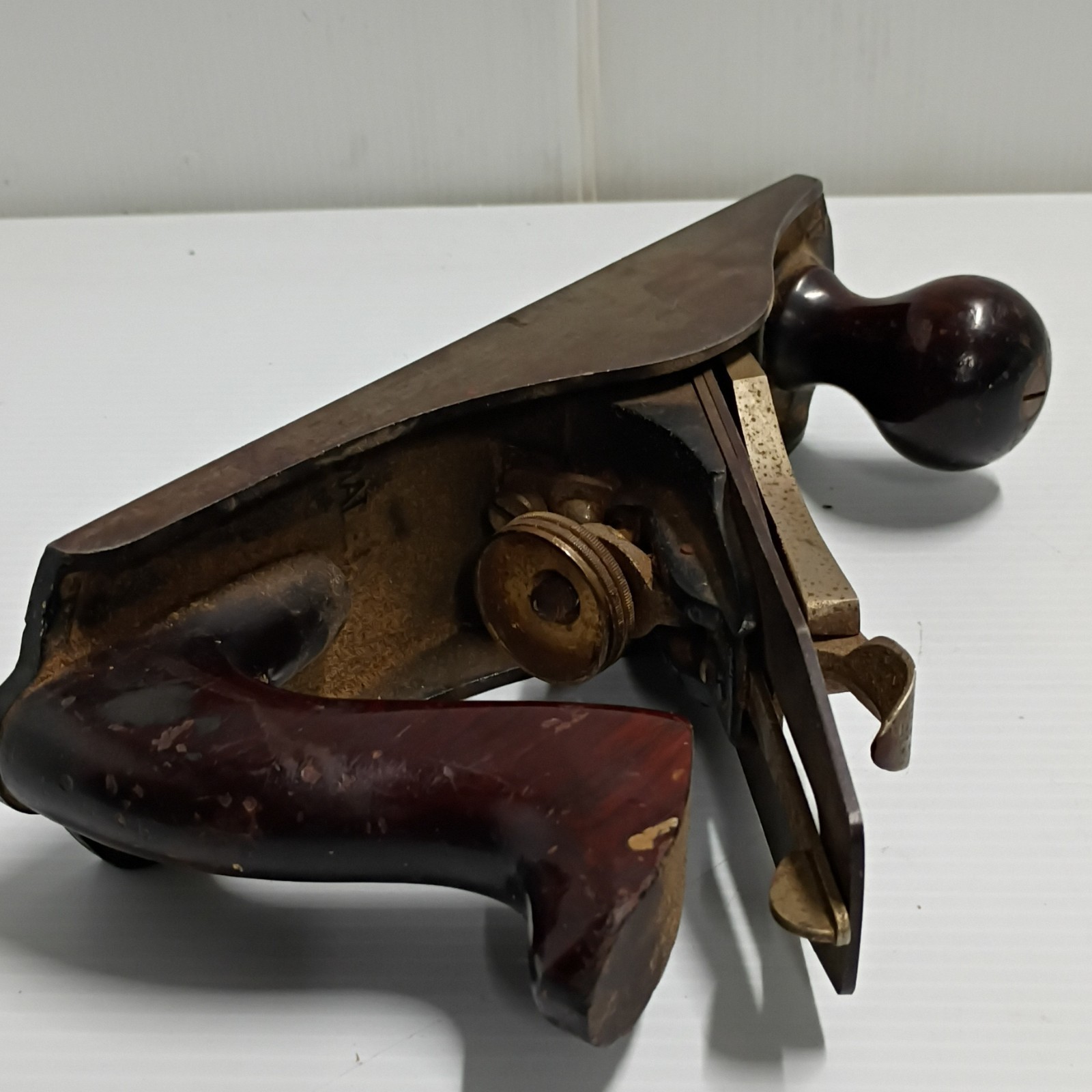 Stanley Bailey Vintage Original Metal Woodworking Hand Plane Wood Handle