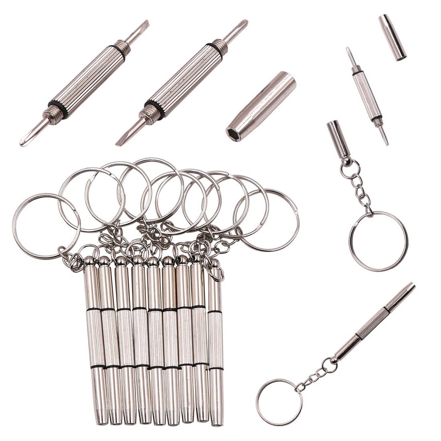 12 Pack Eyeglass Screwdriver Keychain Mini 3in1 Flat Phillips Hex Portable Gl…