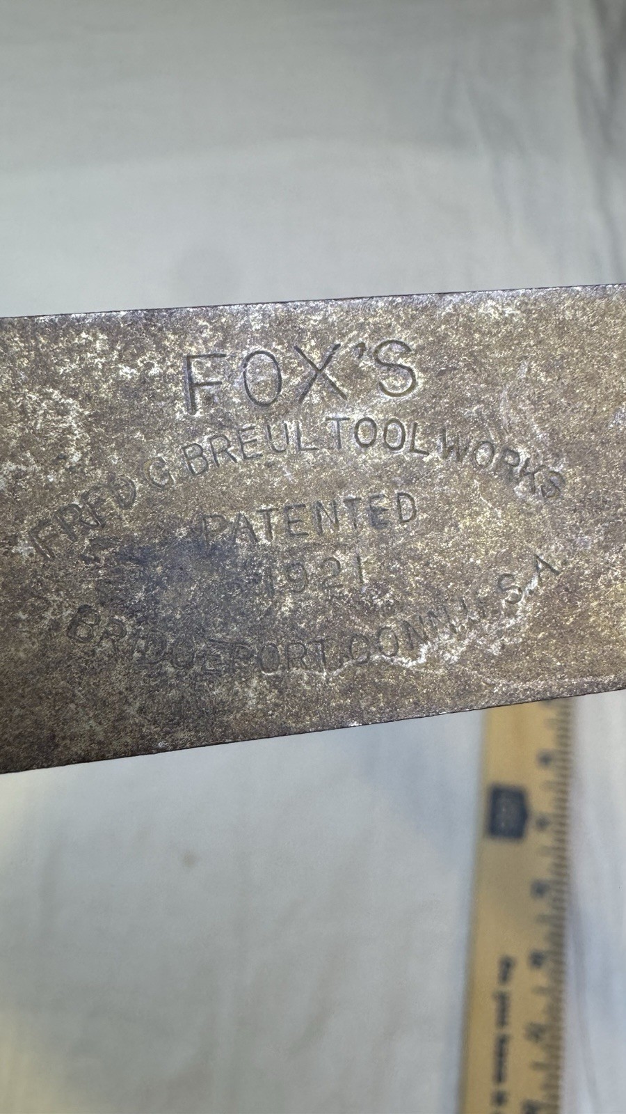 Antique Fox’s Try Square C Breul Tool Works Patented 1921 Bridgeport CT USA