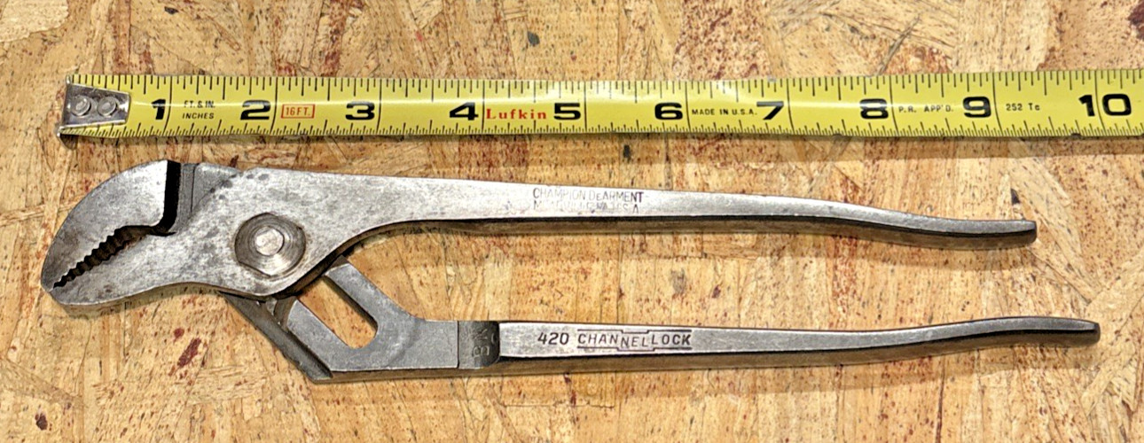 Vintage Champion DeArment Channel Lock 420 Version2 Tongue and Groove Pliers USA