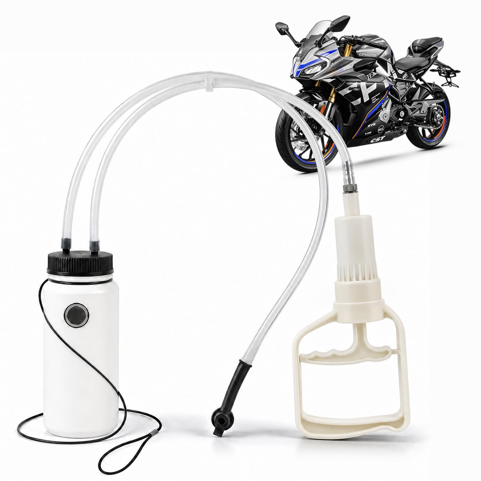 Motorcycle Brake Bleeder Kit – 400ML Bottle, One Way Valve, 23.6″ Hose for Repai