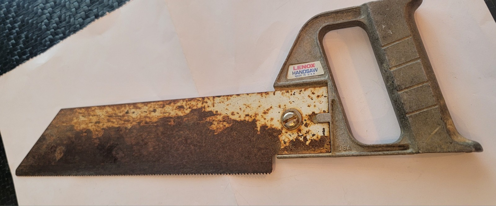 LENOX Hand Saw 10″ Blade With Handle Made USA Vintage Tool. Blue Ts