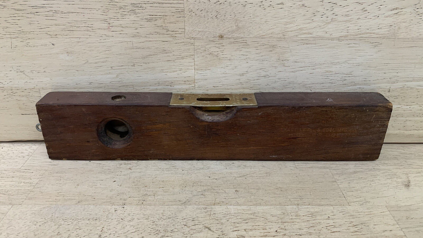 EXACT LEVEL CO. Antique Wood & Brass Tools Woodworking 12″